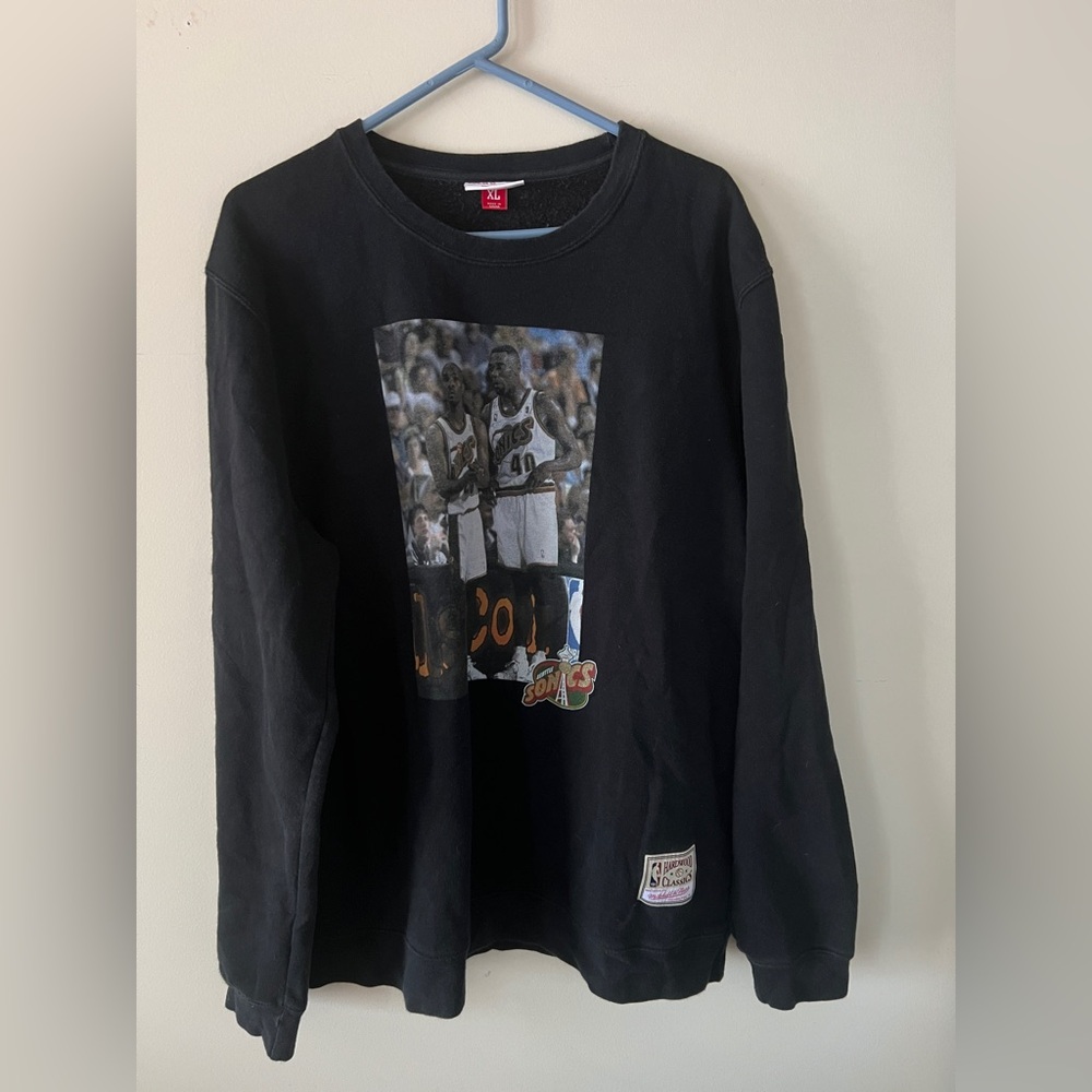 Mitchel & Ness Seattle SuperSonics Crewneck Sweatshirt-Size Large - Payton/Kemp